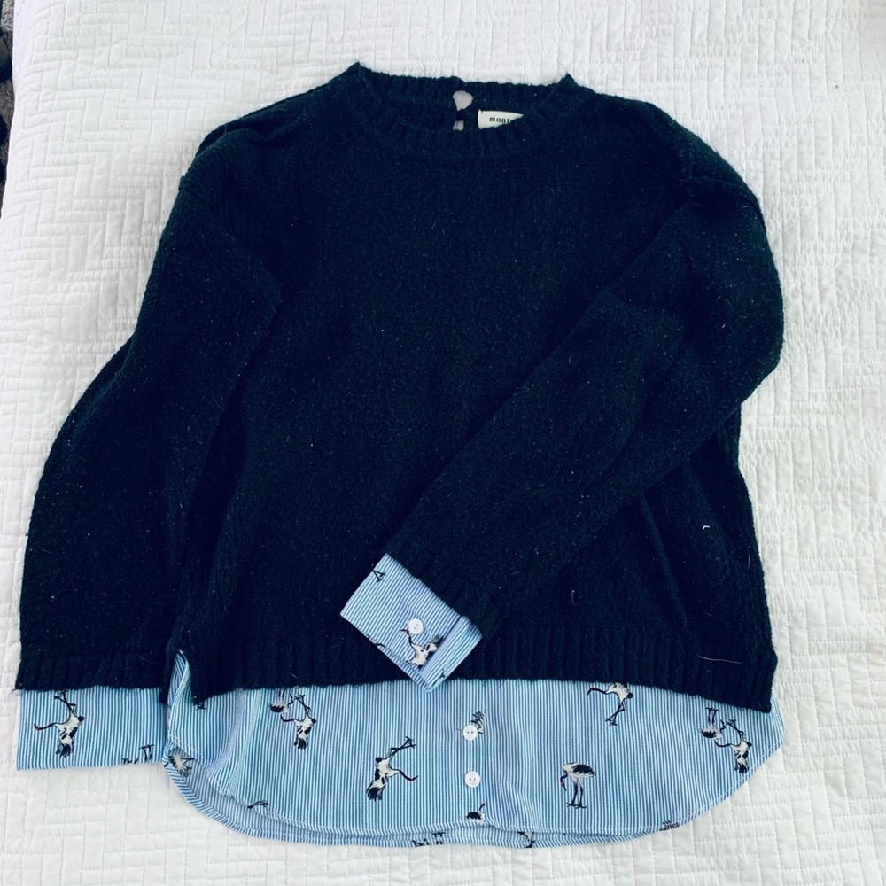 Monteau M women’s black sweater with button down